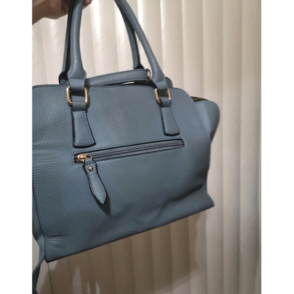 La Diva Vegan Leather Handheld Shoulder and Crossbody Bag Blue Purse - Picture 10 of 13